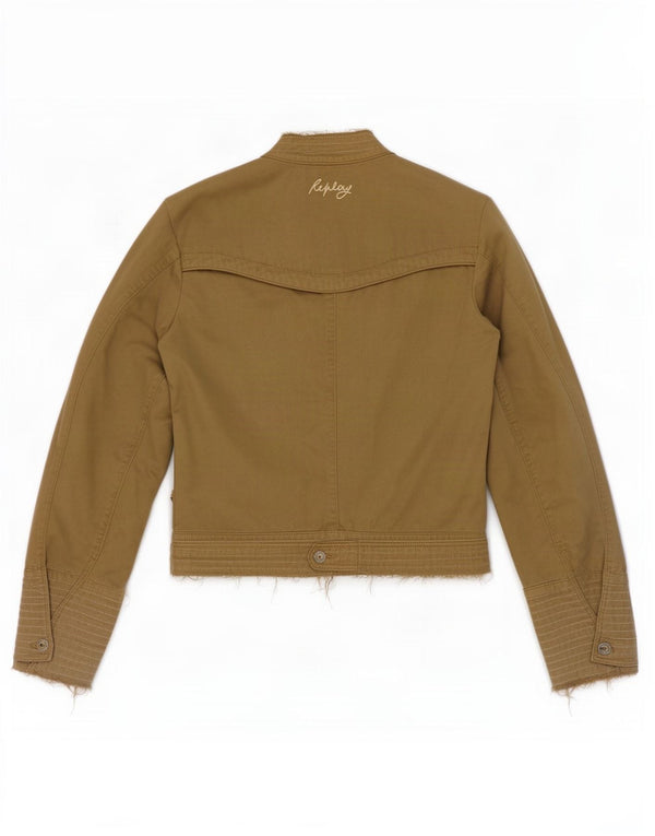 Replay Damen Bomberjacke UK 14 Large Khaki Baumwolle