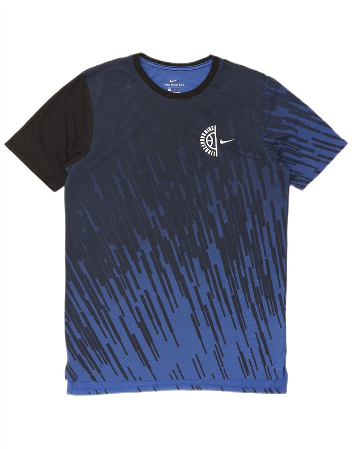 Nike Herren Dri Fit T-Shirt-Oberteil Mittelblaues Colourblock-Polyester