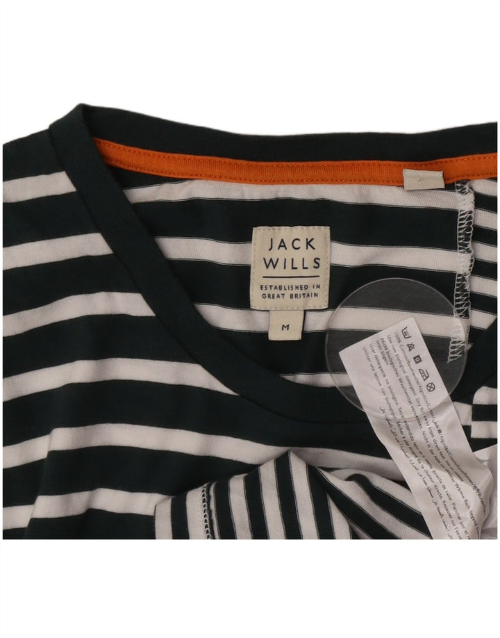 Jack Wills Herren T-Shirt-Oberteil aus mittelweißer, gestreifter Baumwolle
