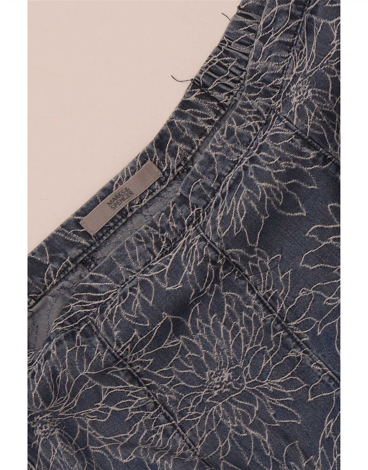 Marks & Spencer Damen Denim-Schlagrock W28 Mittelblaues Blumenmuster