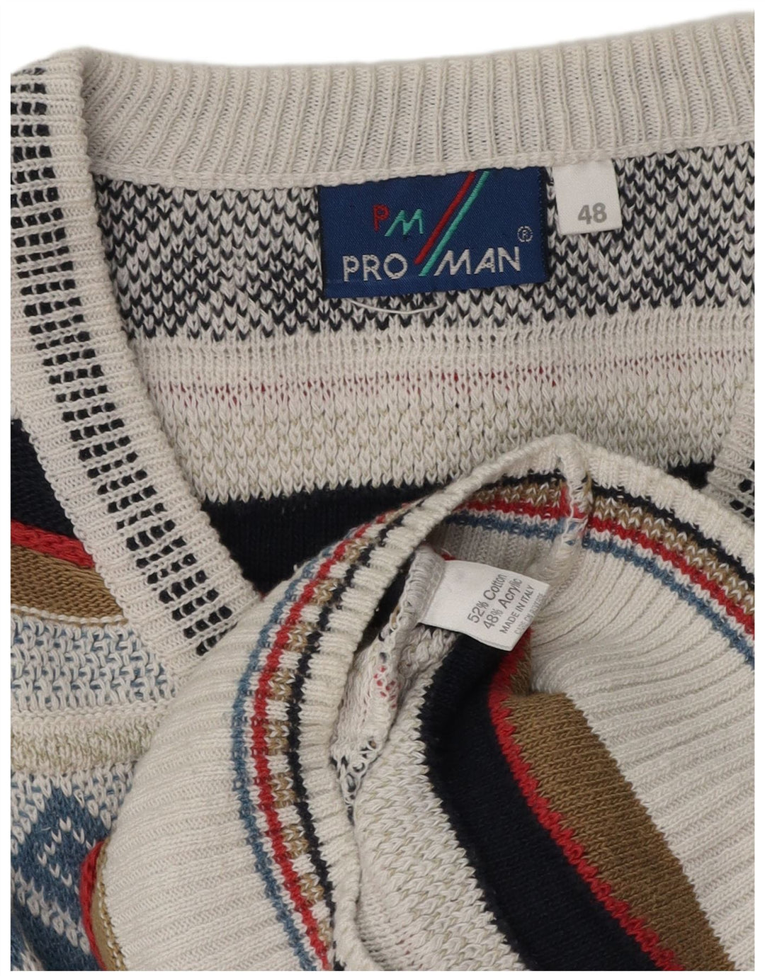 VINTAGE Herren Pullover mit V-Ausschnitt IT 48 Medium Mehrfarbig Fair Isle