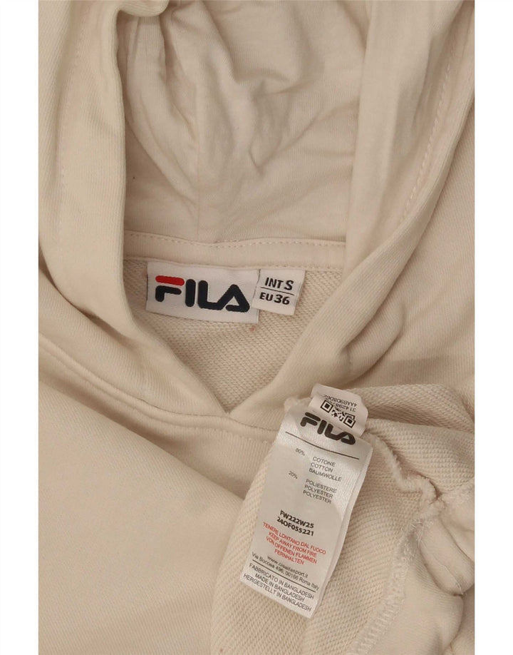 Fila Womens Crop Oversized Hoodie Pullover EU 36 Small Weiß Farbblock