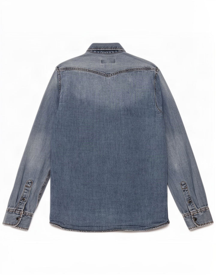 Mustang Herren-Jeanshemd in schmaler Passform aus mittelblauer Baumwolle