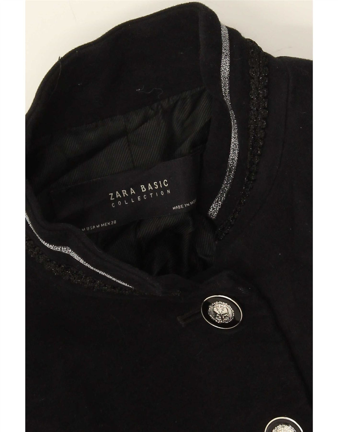 Zara Damen Mantel UK 12 Mittelschwarze Baumwolle