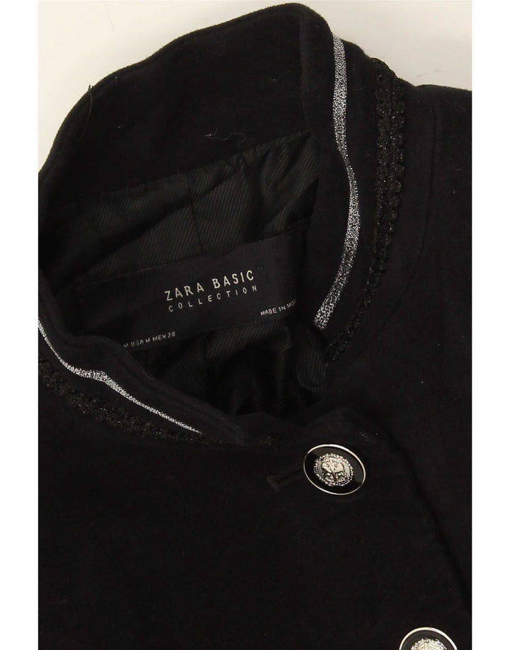 Zara Damen Mantel UK 12 Mittelschwarze Baumwolle