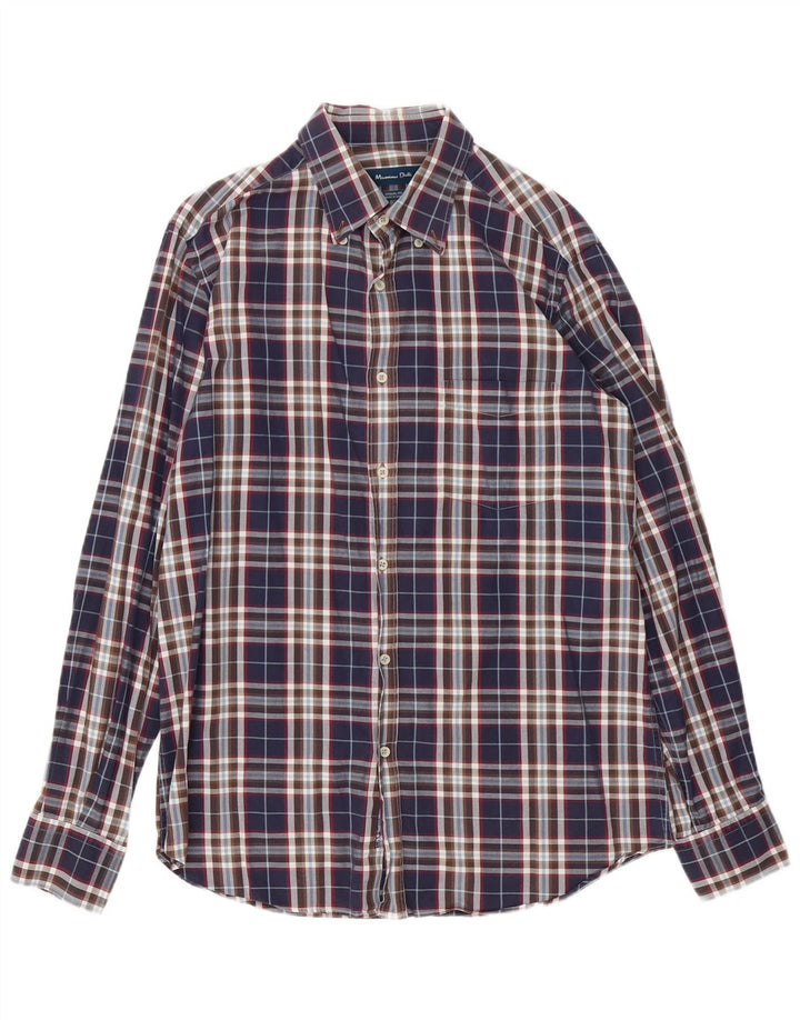 Massimo Dutti Herren-Hemd mit lässiger Passform, mittelmarineblau kariert