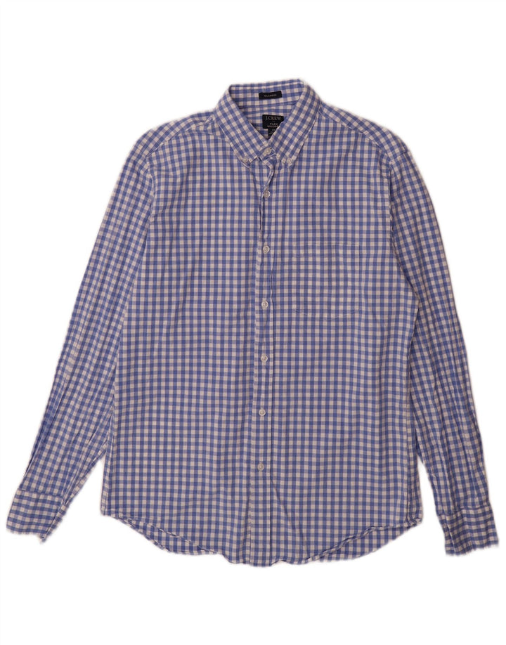 J. CREW Herren-Hemd mit klassischer Passform, mittelblaue Gingham-Baumwolle