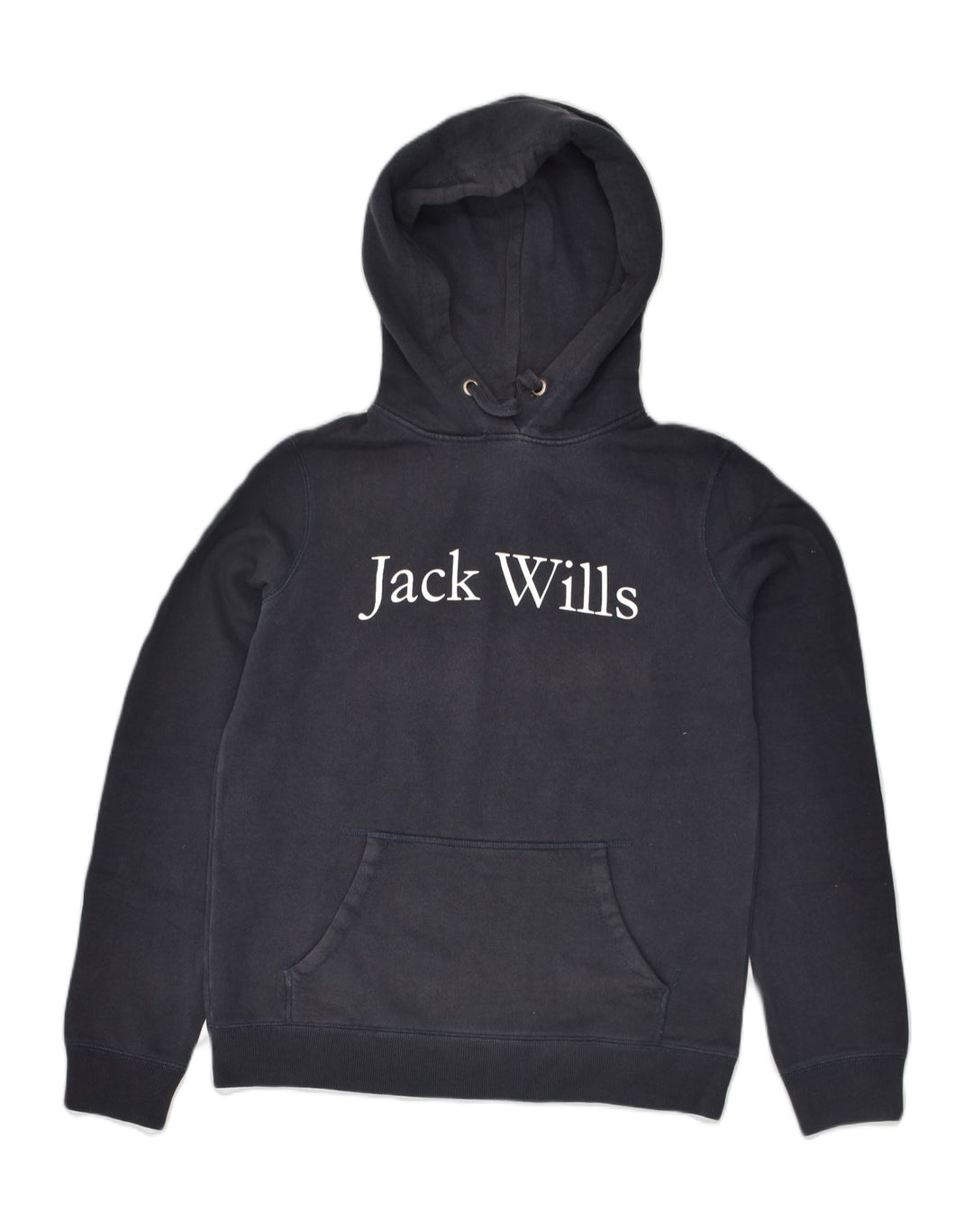 JACK WILLS Womens Graphic Hoodie Jumper UK 8 Small Navy Blue Cotton | Vintage Jack Wills | Thrift | Second-Hand Jack Wills | Used Clothing | Messina Hembry 