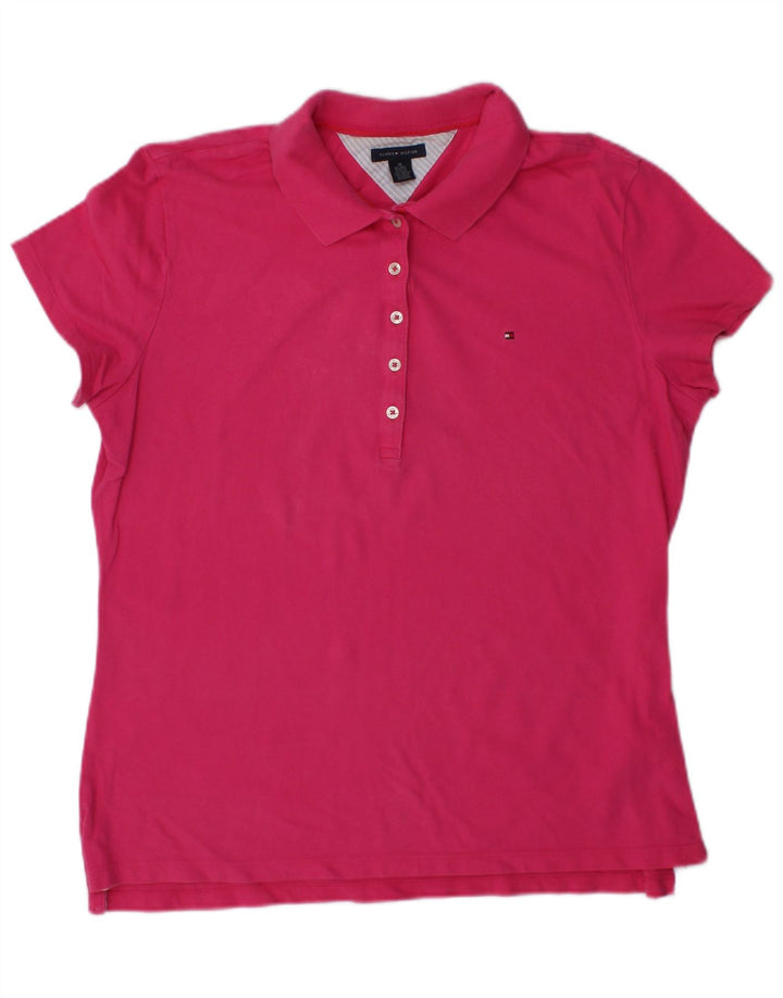 TOMMY HILFIGER Damen Poloshirt UK 18 XL Rosa Baumwolle