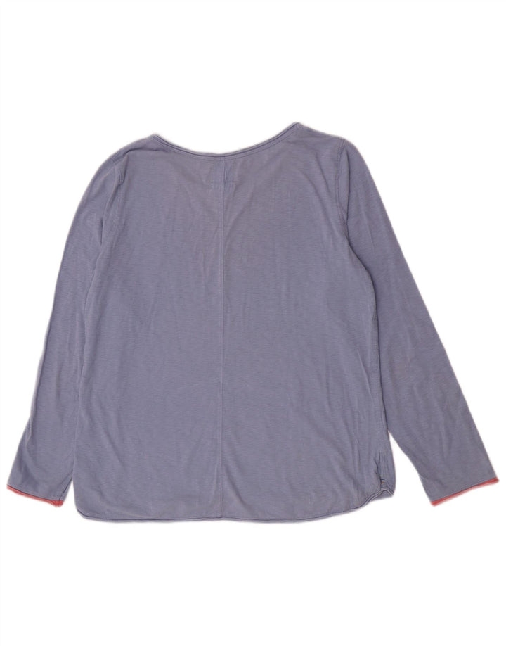 White Stuff Damen Top Langarm UK 12 Mittelblaue Baumwolle