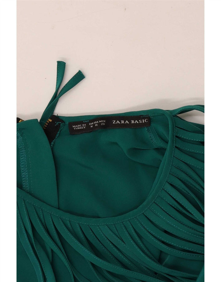 Zara Damen Ärmelloses Etuikleid UK 12 Mittelgrün