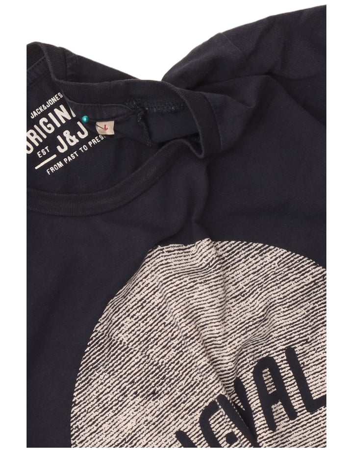 Jack & Jones Herren-T-Shirt mit Grafik, Größe L, Marineblau