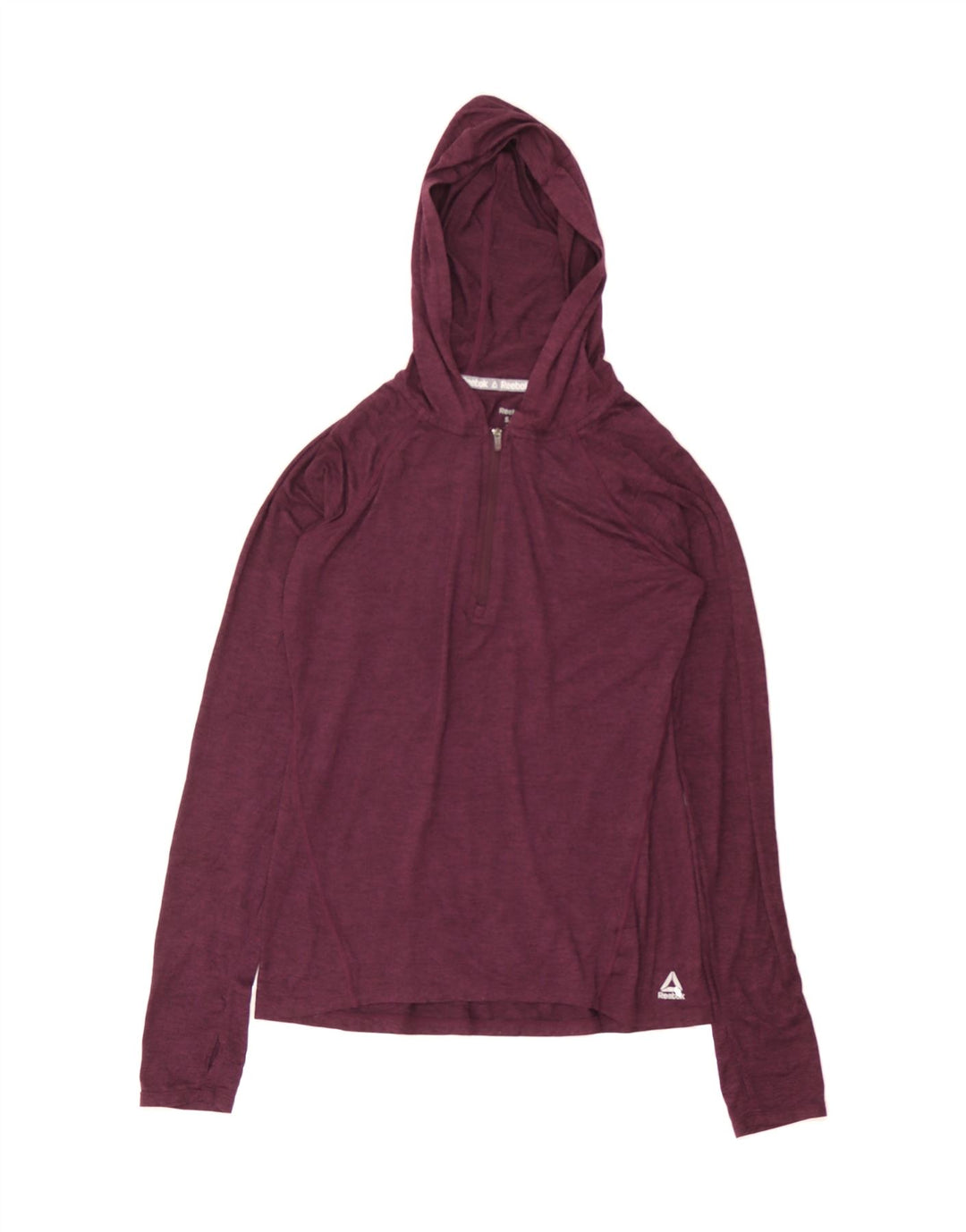 REEBOK Womens Hooded Top Long Sleeve UK 10 Small Burgundy Polyester Vintage Reebok and Second-Hand Reebok from Messina Hembry 