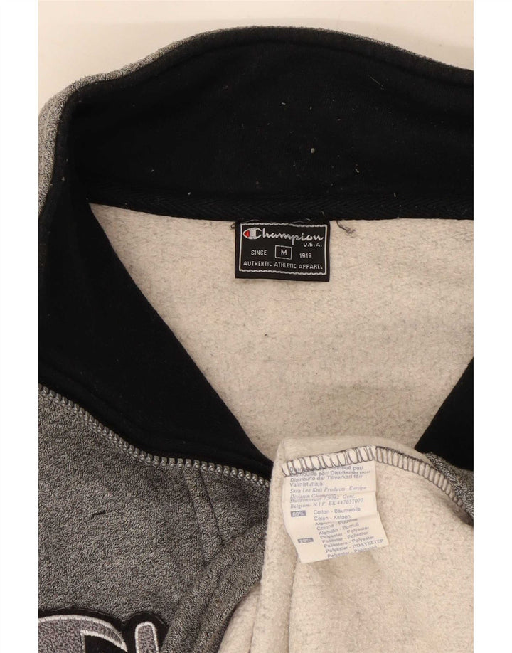 Champion Herren-Sweatshirt mit grafischem Reißverschluss, Mittelgrau, Farbblock