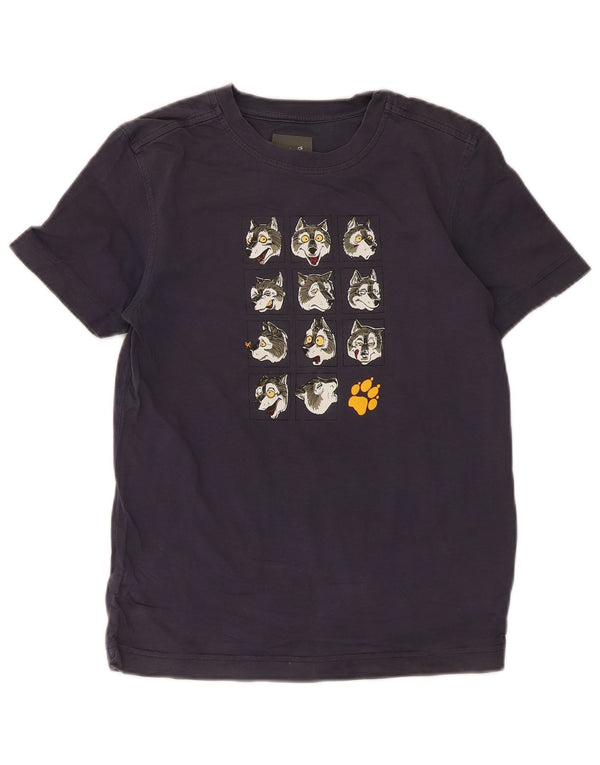 Jack Wolfskin Jungen Grafik-T-Shirt-Oberteil, 11–12 Jahre, marineblaue Baumwolle