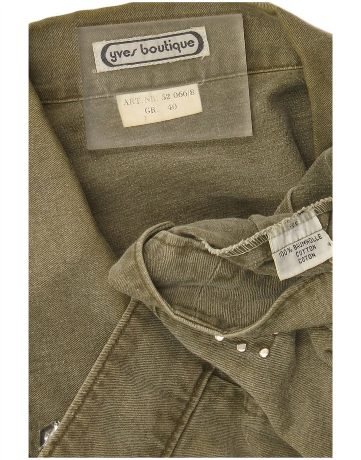 Vintage Damen Crop Jeansjacke EU 40 Mittelgrüne Baumwolle