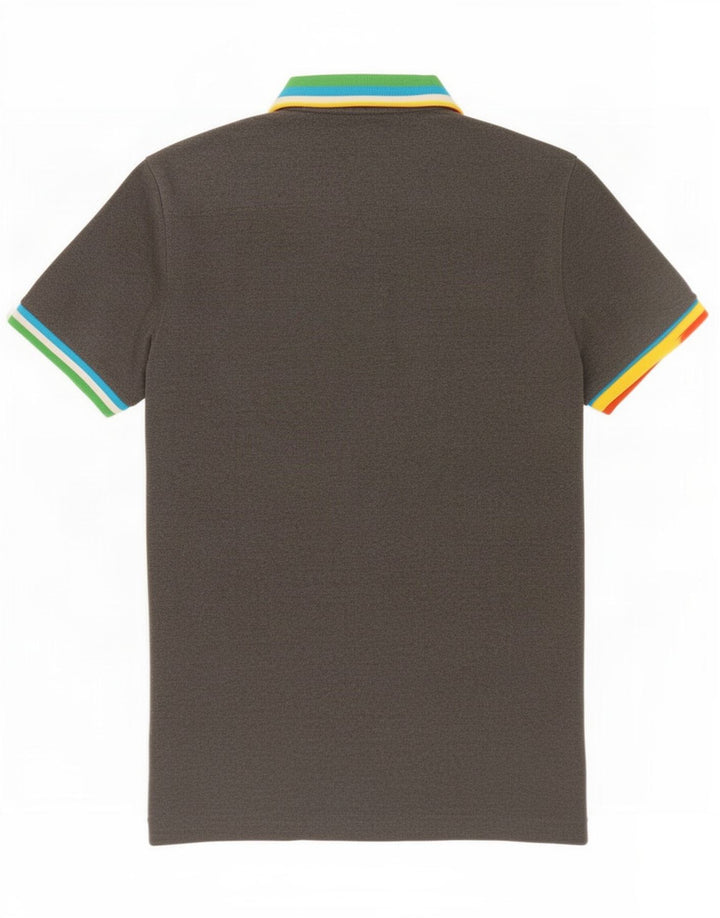 French Connection Herren-Poloshirt aus mittelgrauer Colourblock-Baumwolle