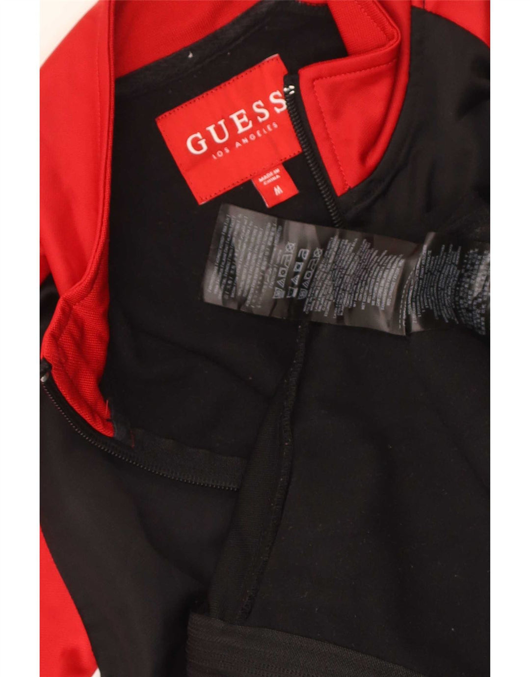 Guess Herren-Trainingsanzugoberteil mit Grafik, Mittelschwarzes Farbblock-Polyester