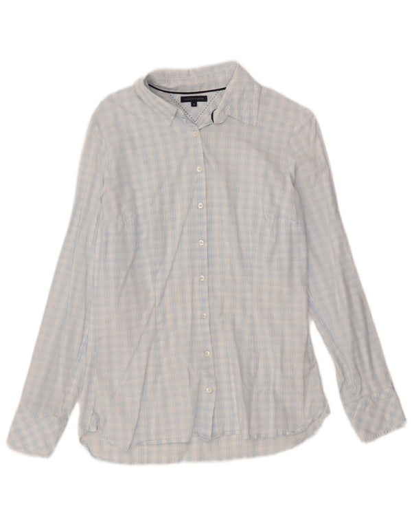 Tommy Hilfiger Damenhemd US 8 mittelblau karierte Baumwolle