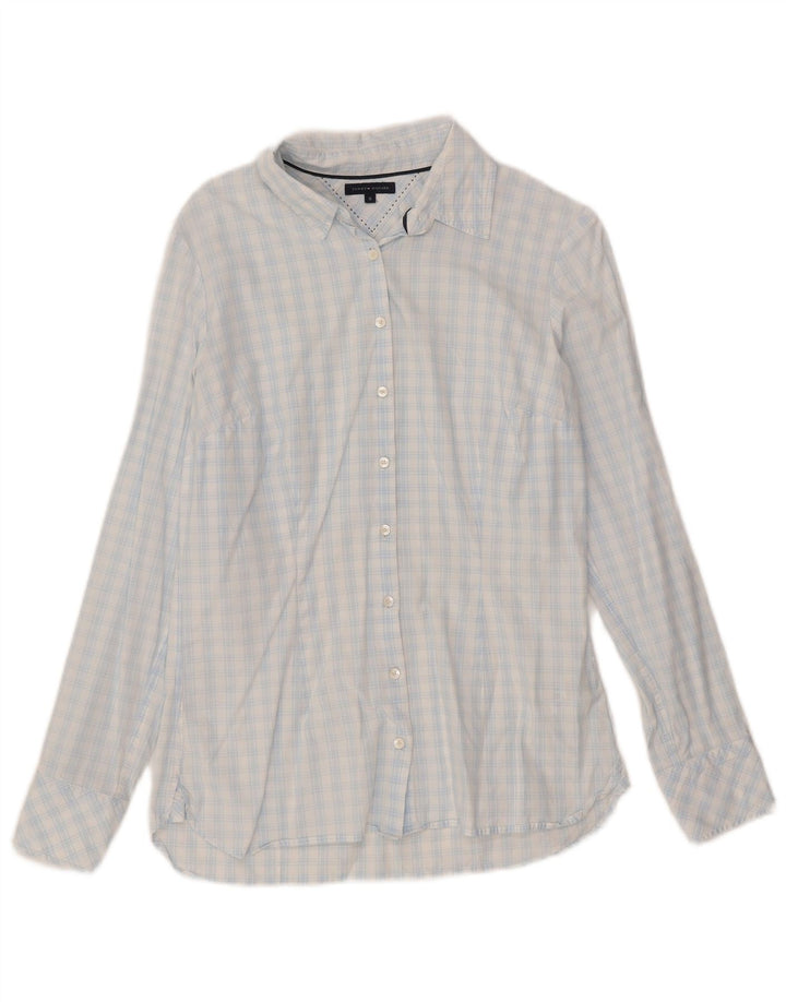 Tommy Hilfiger Damenhemd US 8 mittelblau karierte Baumwolle