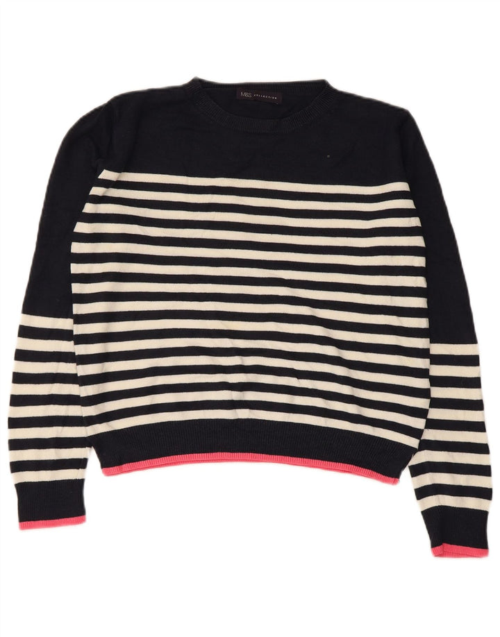 Marks & Spencer Damen Crop Pullover mit Rundhalsausschnitt, Gr. 8, Marineblau