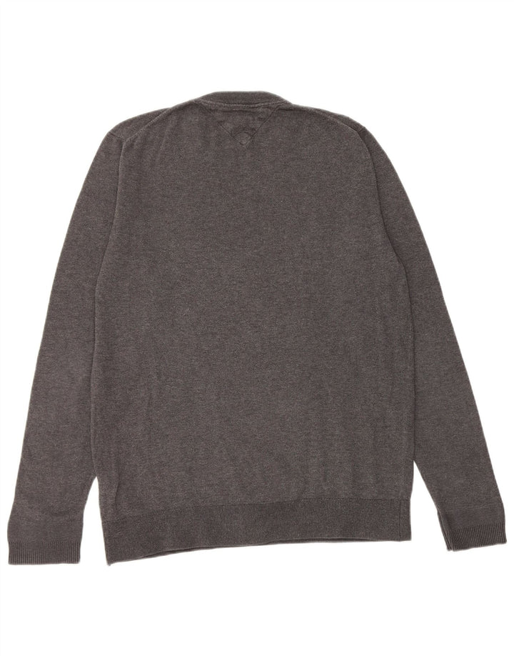 TOMMY HILFIGER Herren-Pullover mit Rundhalsausschnitt, mittelgraue Baumwolle