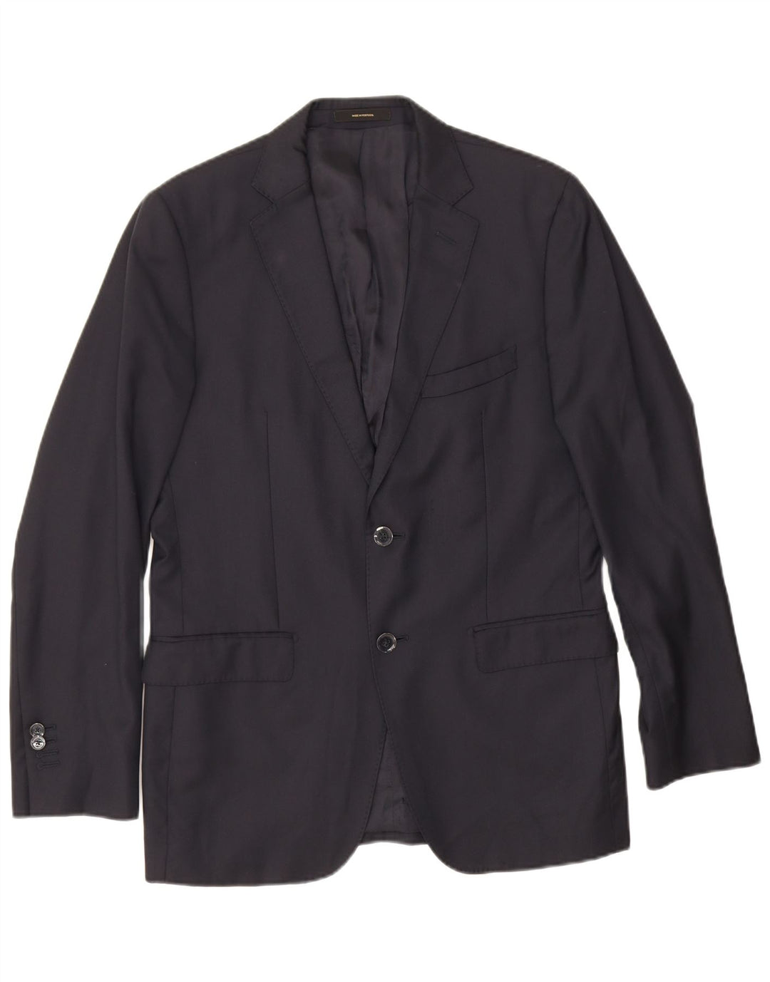 Massimo Dutti Herren-Blazer mit 2 Knöpfen, EU 48, mittelmarineblaue Wolle