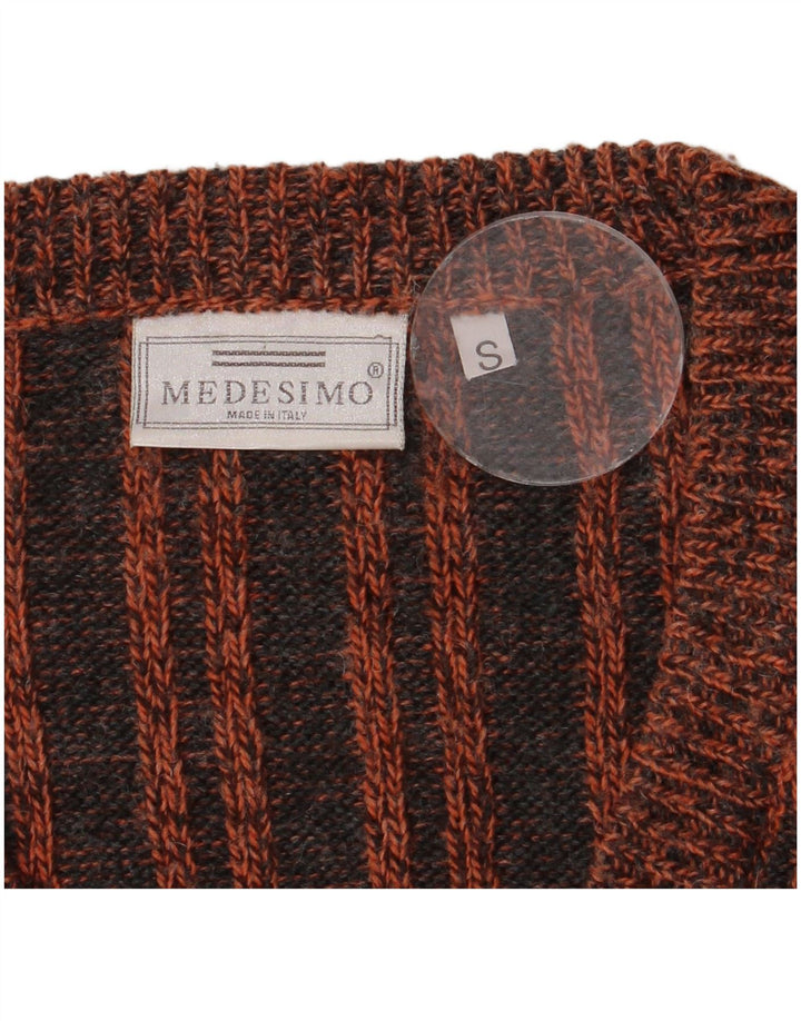Vintage Herren Pullover mit V-Ausschnitt, klein, braun gestreift