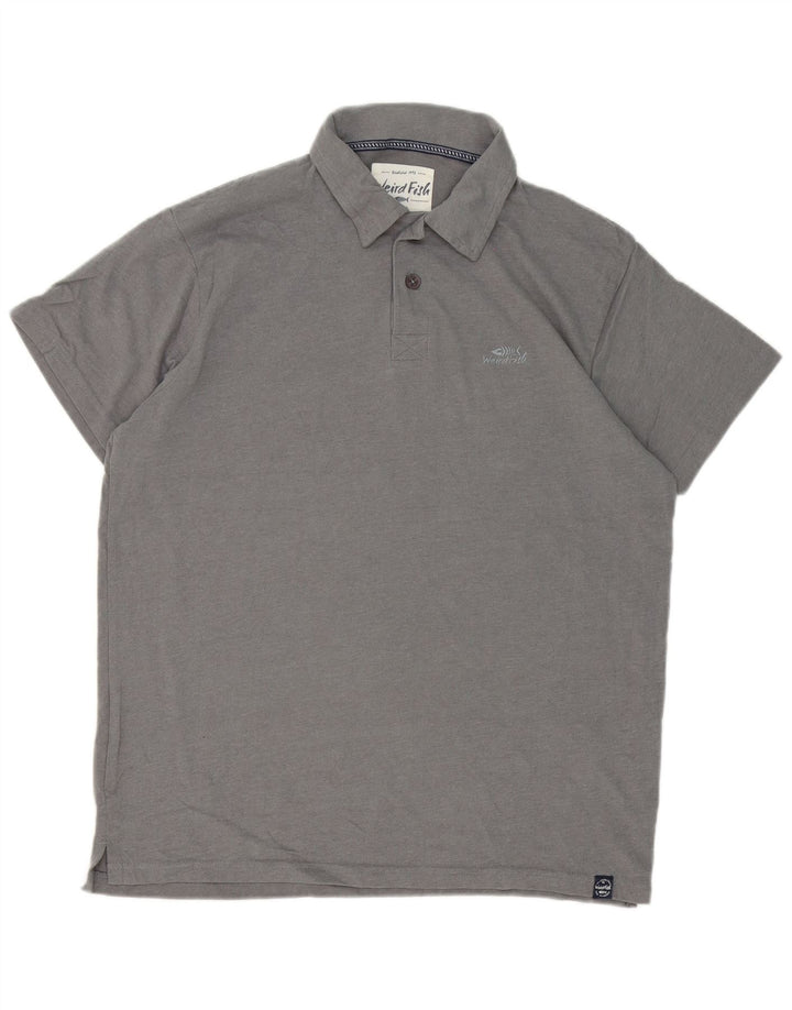 Weird Fish Herren-Poloshirt aus mittelgrauer Baumwolle
