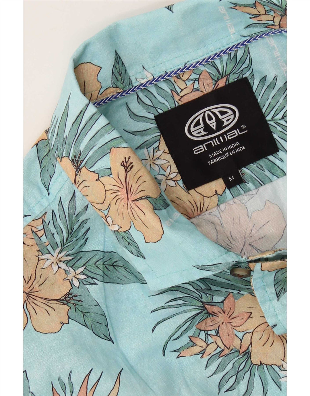 Animal Herren-Kurzarmhemd Mittelblau mit Blumenmuster