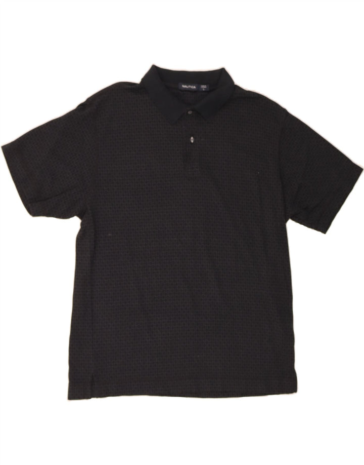 NAUTICA Mens Polo Shirt Large Black Geometric Cotton Vintage Nautica and Second-Hand Nautica from Messina Hembry 