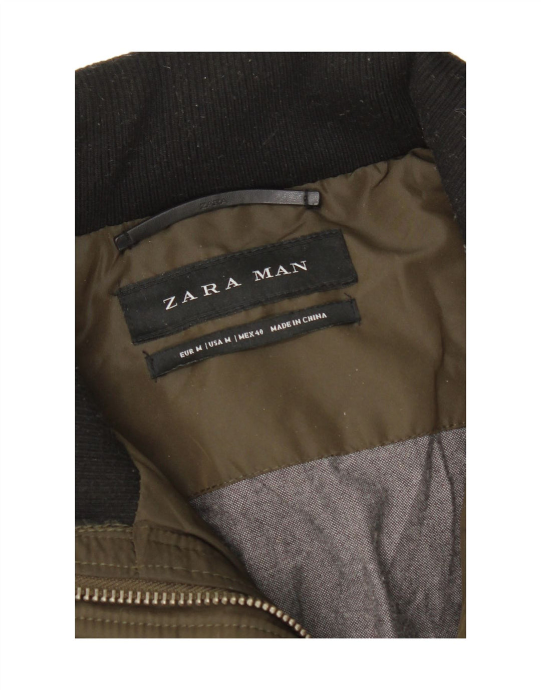Zara Herren Wattierte Jacke UK 38 Medium Khaki
