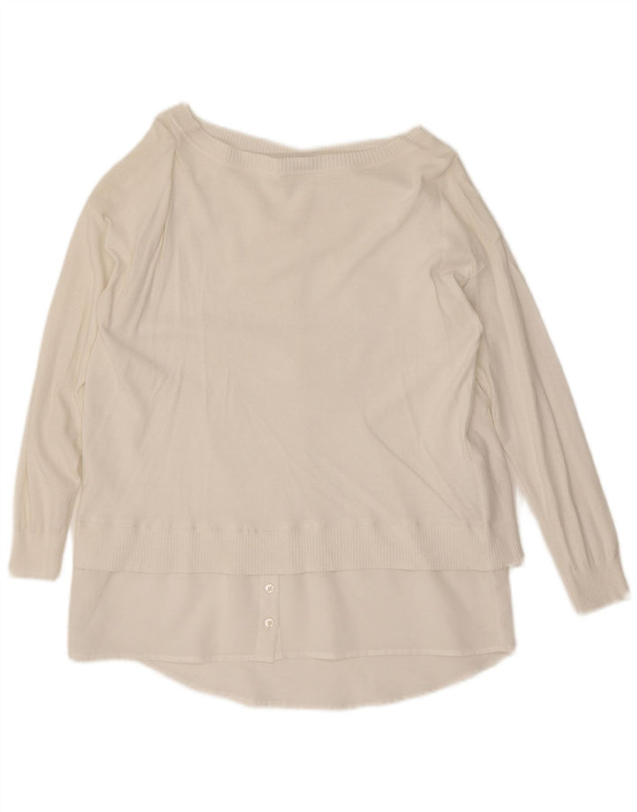 Marella Damen-Pullover mit U-Boot-Ausschnitt, UK 12, mittelweiße Viskose
