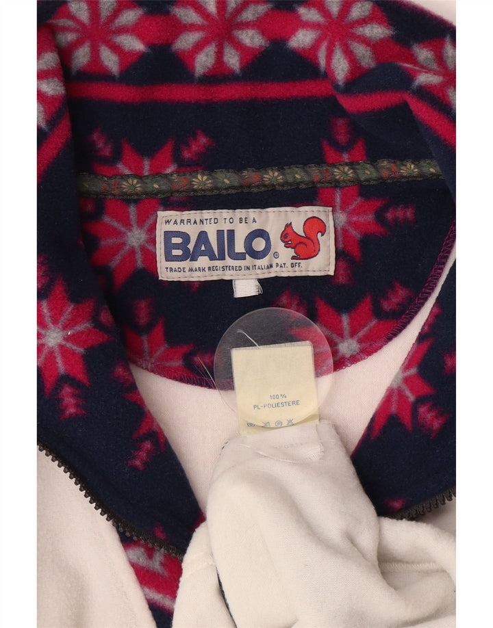 BAILO Herren-Fleecepullover mit Reißverschluss am Hals, XL, Weiß, Fair-Isle-Polyester