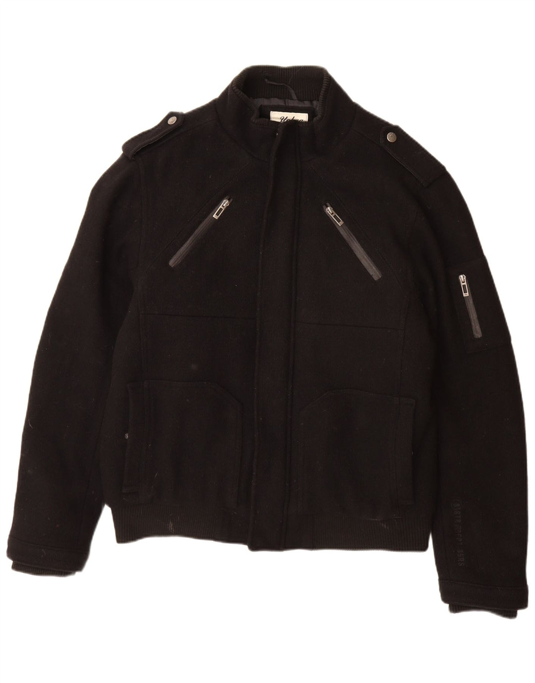 ANGELO LITRICO Herren Militär Bomberjacke UK 42 XL Schwarze Wolle