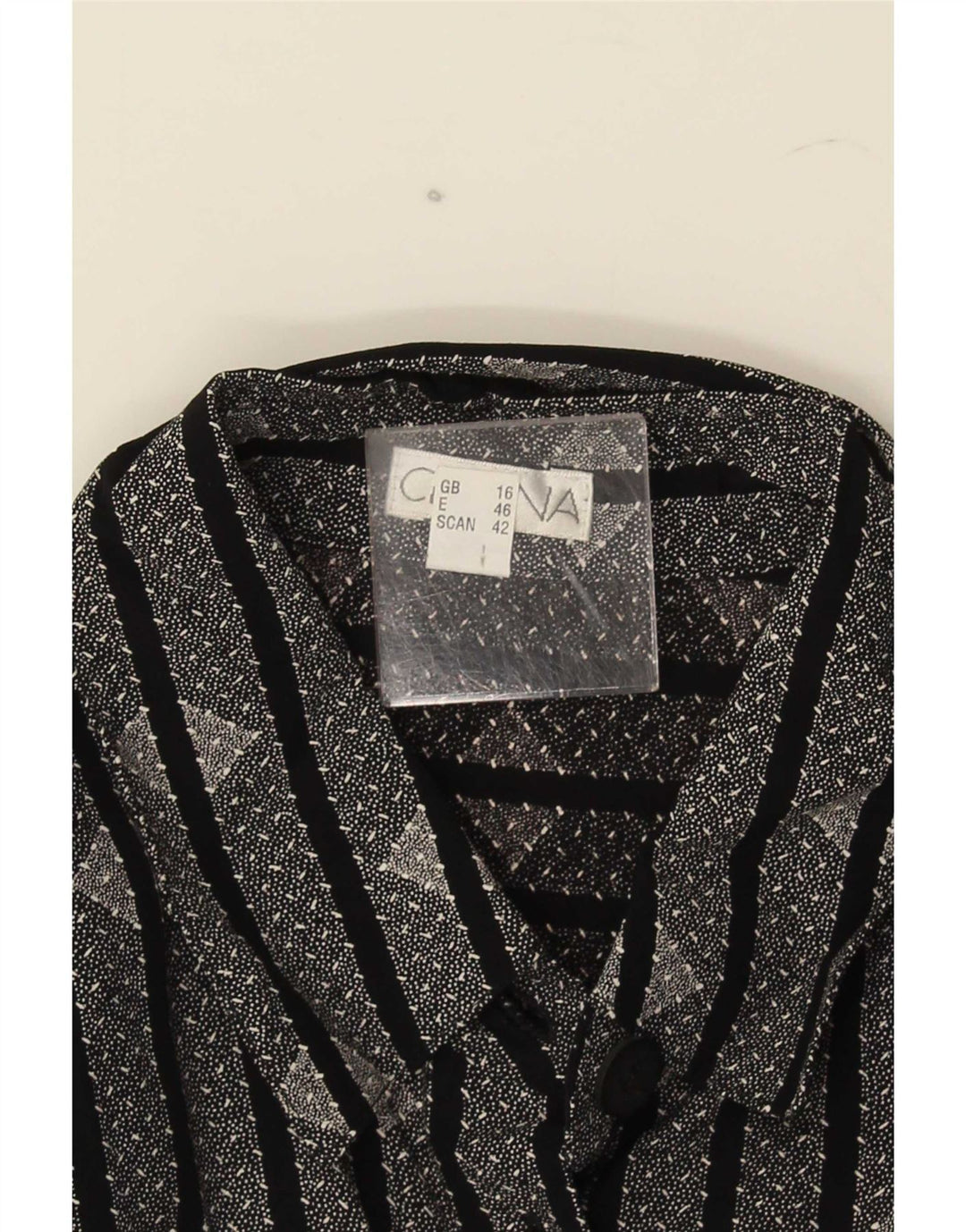 Vintage Damen Shirt UK 16 Groß Schwarz gestreift