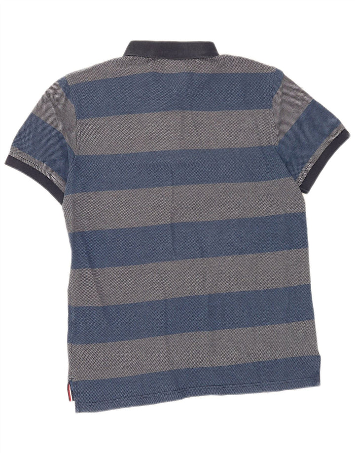 Tommy Hilfiger Herren-Poloshirt mit normaler Passform, mittelblau, gestreift, Baumwolle