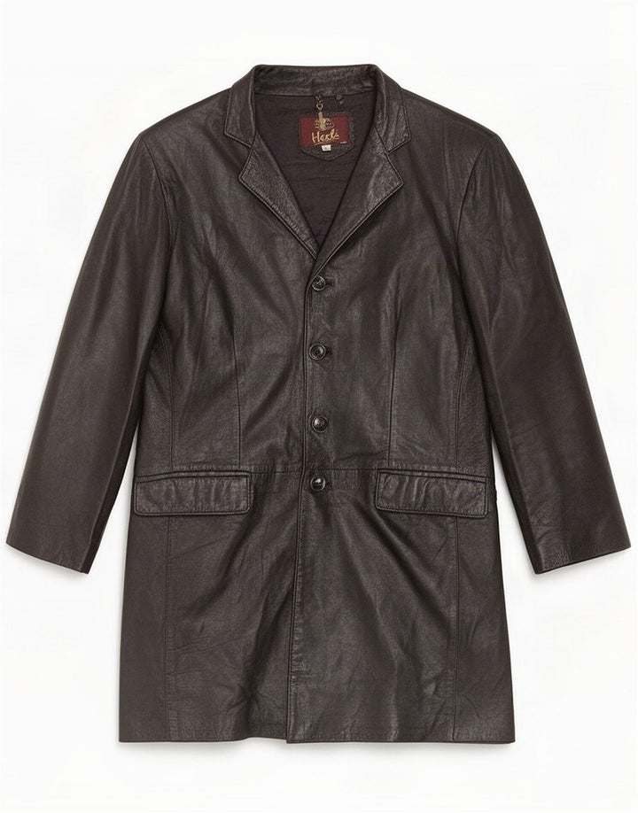 Heeli Herren Ledermantel UK 40 Large Schwarz