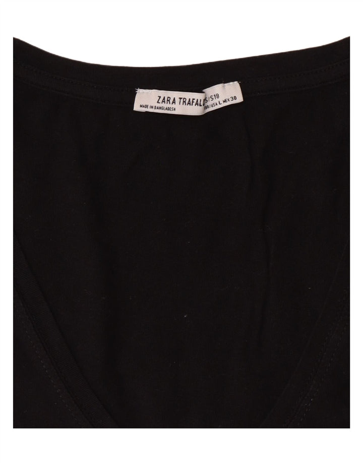 ZARA Womens T-Shirt Top UK 16 Large Black Vintage Zara and Second-Hand Zara from Messina Hembry 
