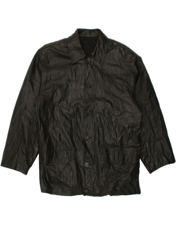 VINTAGE Mens Leather Jacket IT 52 XL Black Leather Vintage Vintage and Second-Hand Vintage from Messina Hembry 
