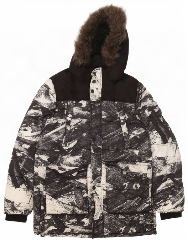 Superdry Herren-Skijacke mit Kapuze, UK 42, XL, schwarzes Colourblock-Polyester