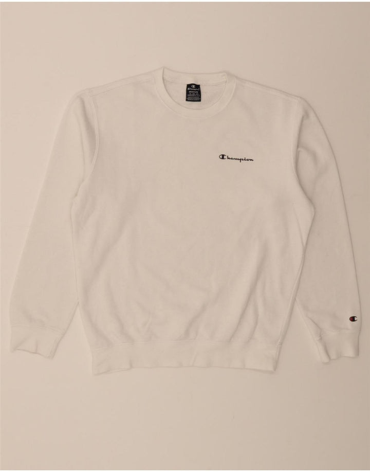 CHAMPION Mens Sweatshirt Jumper Medium White Cotton Vintage Champion and Second-Hand Champion from Messina Hembry 