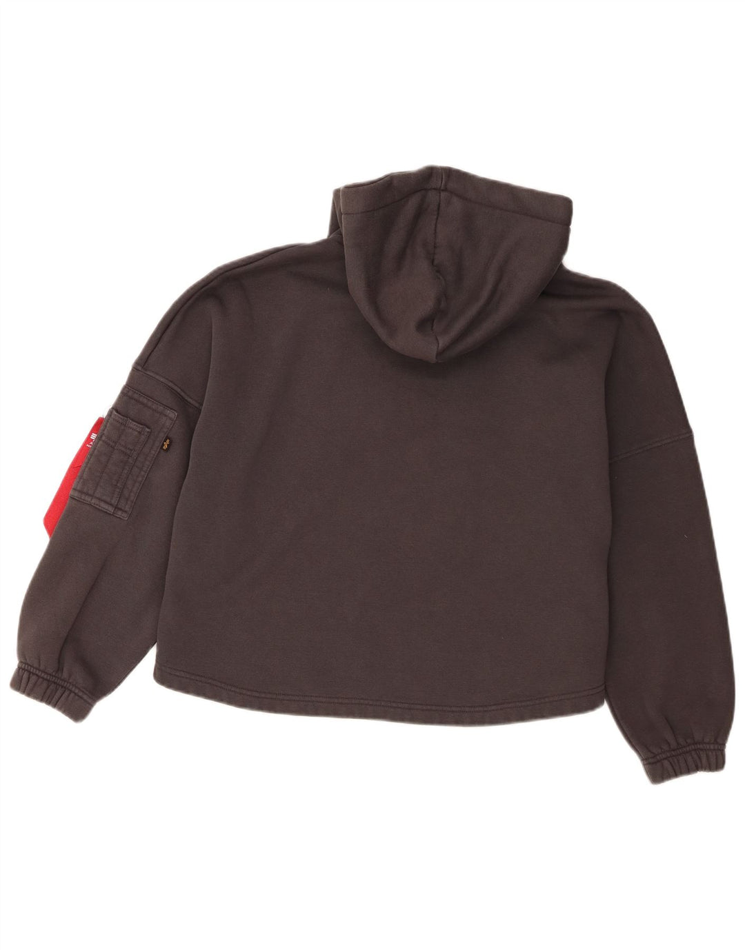 Alpha Industries Damen Crop Oversized Hoodie Pullover UK 10 Small Grau
