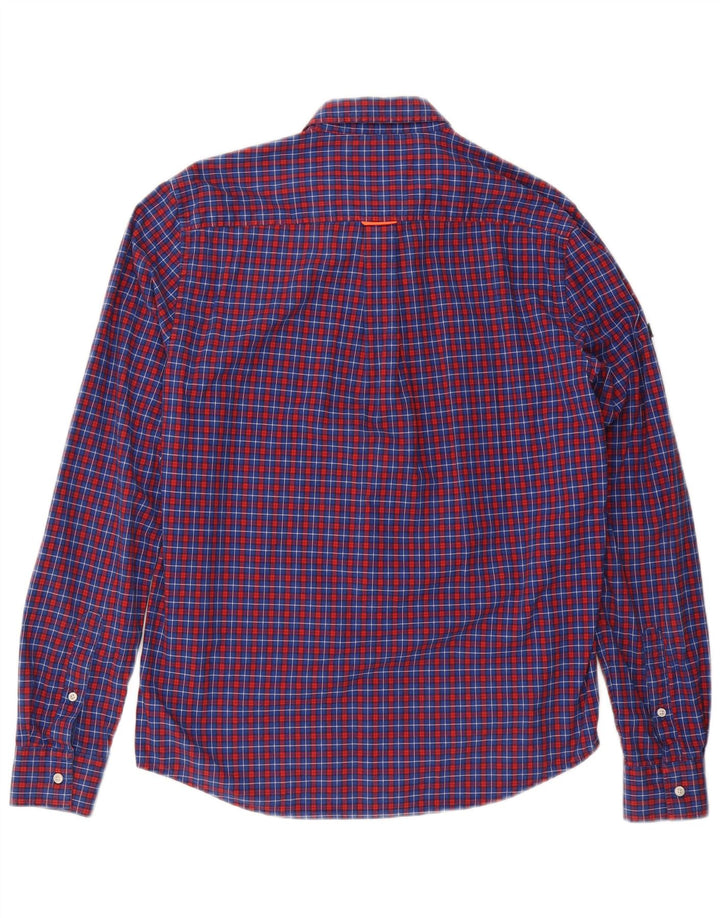 SUPERDRY Herrenhemd aus mittelblau karierter Baumwolle