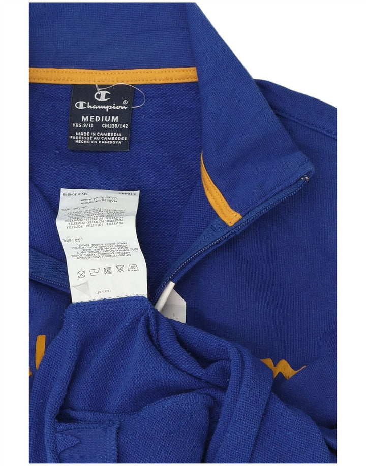 Champion Jungen-Trainingsanzugoberteil mit Grafik, 9–10 Jahre, mittelblaue Baumwolle