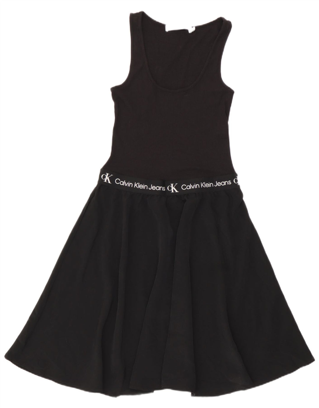 Calvin Klein Damen Ärmelloses, grafisches A-Linien-Kleid, Größe S, Schwarz, Modal