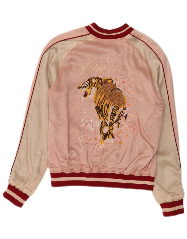 Topshop Damen Okinawa Graphic Bomberjacke UK 8 Small Pink Floral