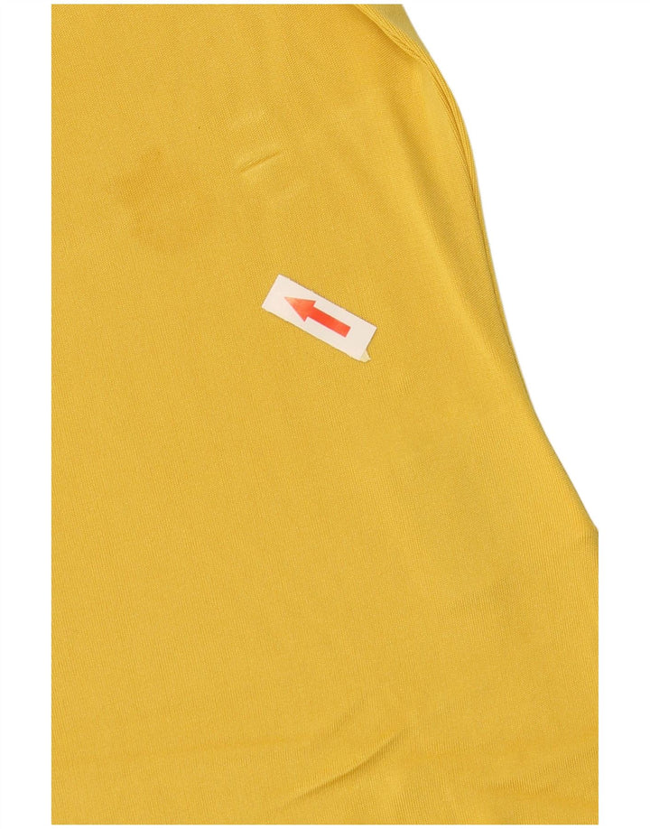 VINTAGE Damen T-Shirt Top UK 16 Große gelbe Seide