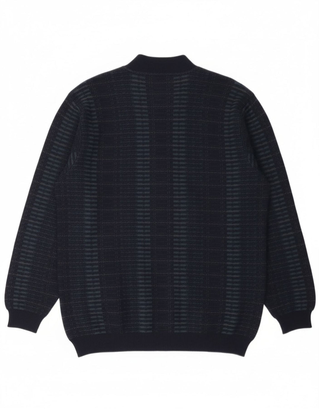 Bernardini Herren-Strickjacke, mittlere marineblaue geometrische Wolle