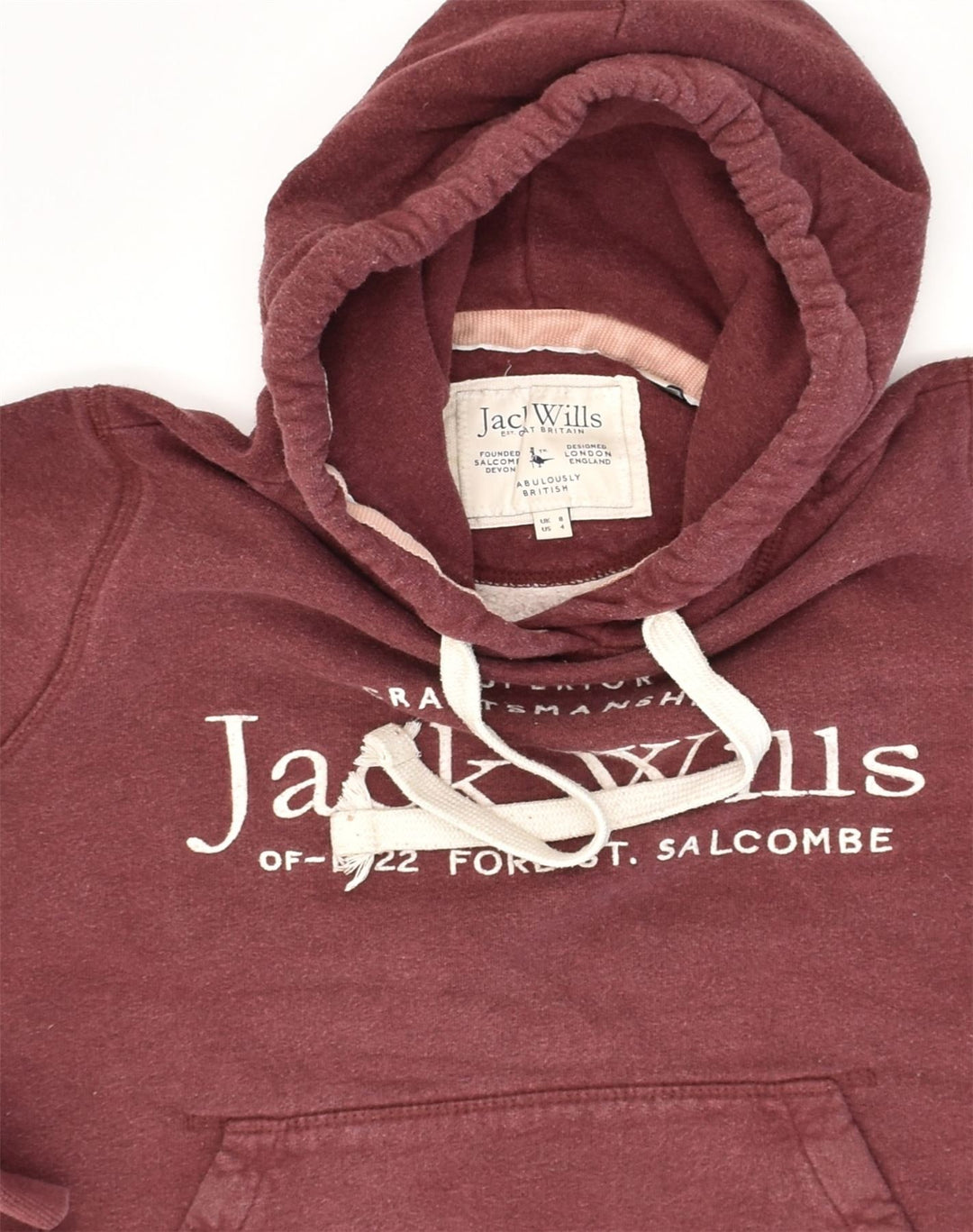 JACK WILLS Womens Hoodie Jumper UK 8 Small  Brown Cotton | Vintage Jack Wills | Thrift | Second-Hand Jack Wills | Used Clothing | Messina Hembry 